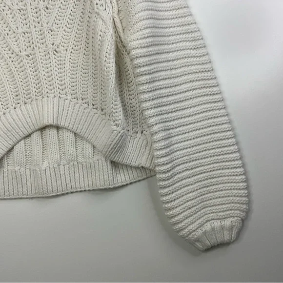 Free People Sweetheart Sweater Off White. Size XS. Mock Neck Ballon Sleeves. - Picture 4 of 7
